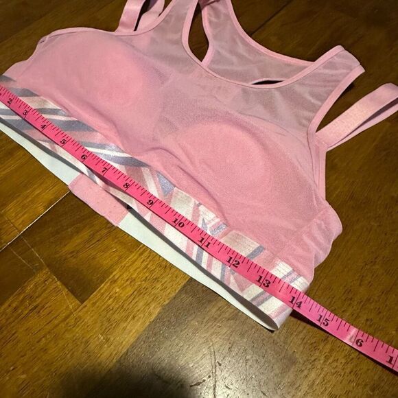 New Adore Me Micah Contour Sport Bra 34 A Pink Mesh Overlay Racer Back Wireless - Picture 7 of 8